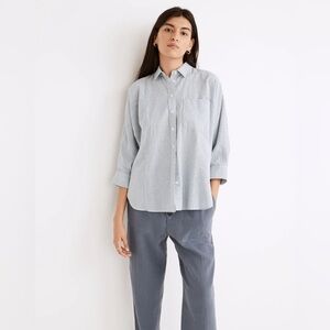 Madewell MEDIUM Wellesley Oversized Seamed Shirt in Stripe blue white relaxed